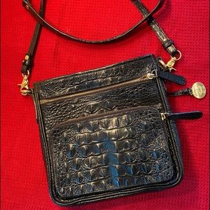 Brahmin black crocodile leather mini shoulder bag